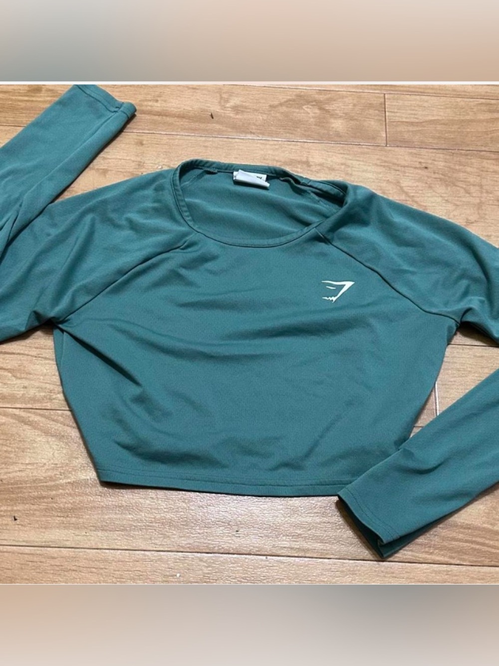 Gymshark Teal Green Long Sleeve Cropped Performance Top